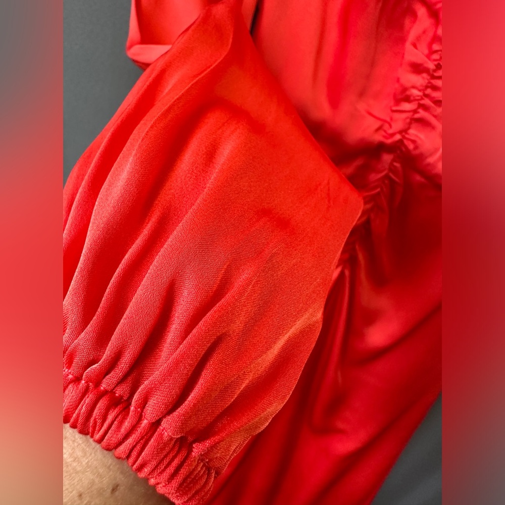 Veronica Beard silk blend, chain detail midi dress, sz 0, new, watermelon color - Picture 10 of 13